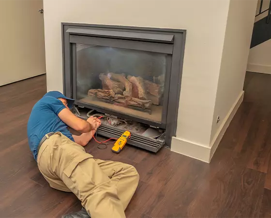 gas fireplace under repair