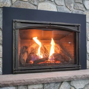 Gas log fireplace installation in Detroit, MI.