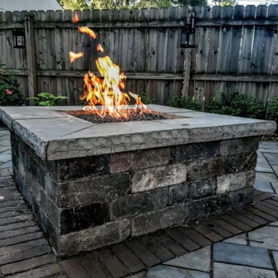 square backyard fire pit