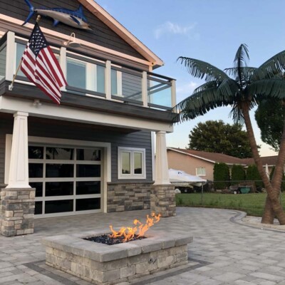 beautiful back porch fire pit