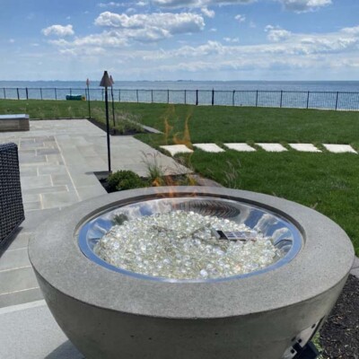 cauldron fire pit with glass