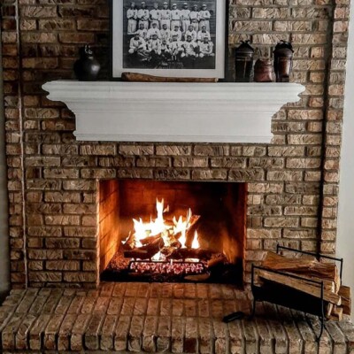 brick fireplace