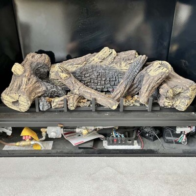 gas fireplace under repair