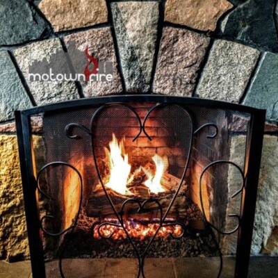 beautiful stone fireplace